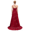 Grace Karin Fashion Beaded One Shoulder Dark Red Chiffon Prom Dress Long CL2949-7